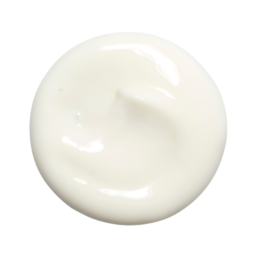 A circular blob of white cream