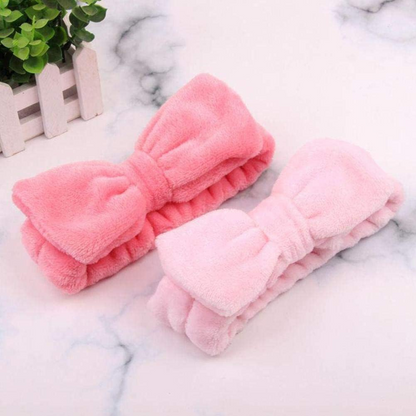 Kandi Trends Fluffy Bow Headband Baby Pink