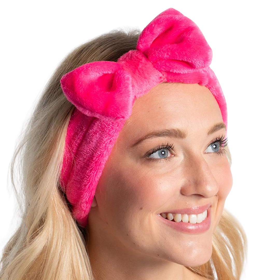 Kandi Trends Fluffy Bow Headband  Hot Pink