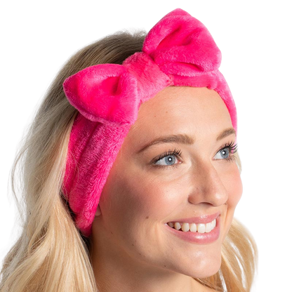 Kandi Trends Fluffy Bow Headband  Hot Pink