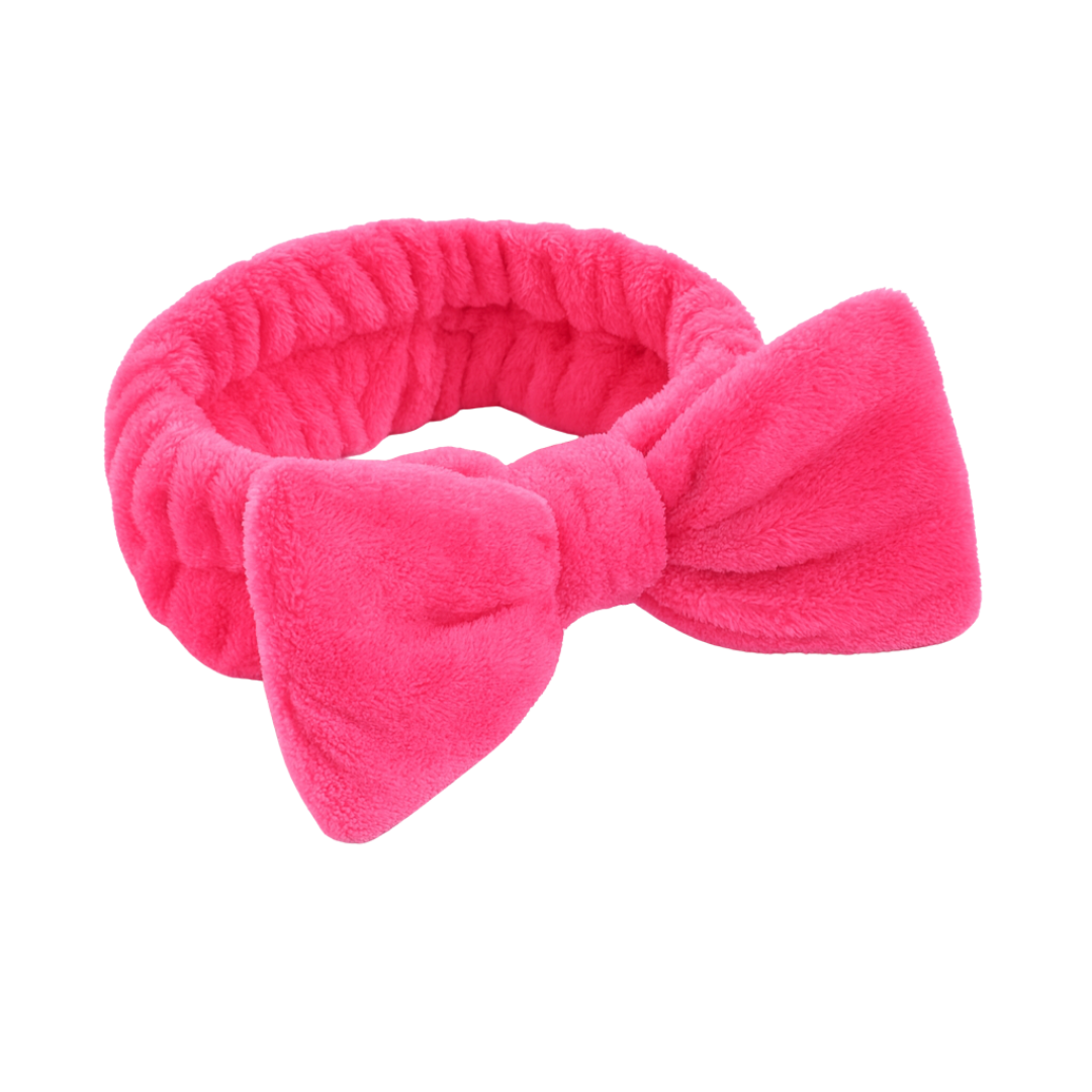 Kandi Trends Fluffy Bow Headband  Hot Pink