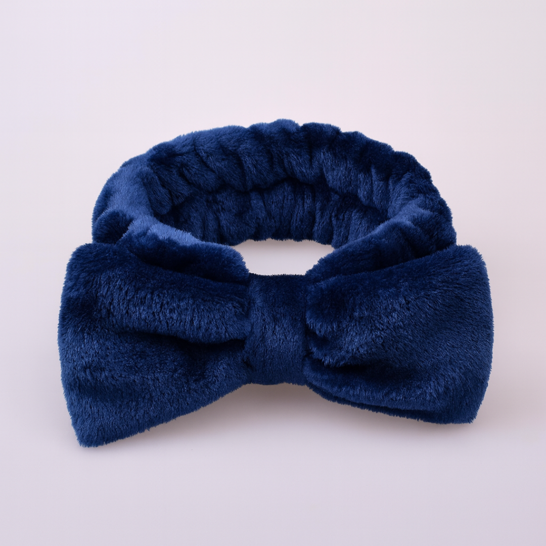 Kandi Trends Fluffy Bow Headband Navy