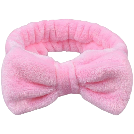 Kandi Trends Fluffy Bow Headband Baby Pink