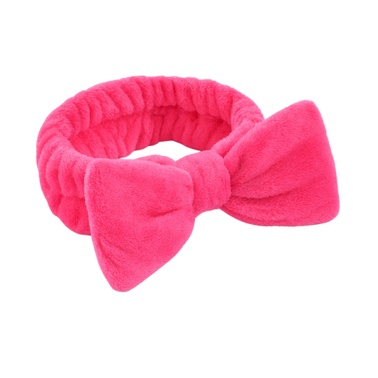 Kandi Trends Fluffy Bow Headband Hot Pink